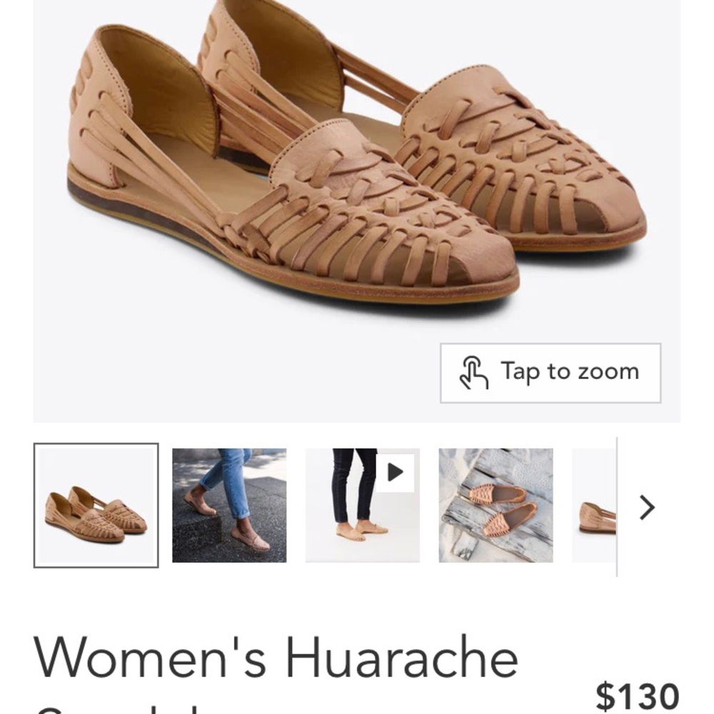 Beautiful leather nisolo huarache sandal in natural color 8.5